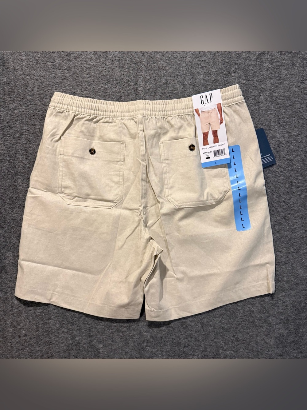 Gap Linen Pull On Shorts Mens L Tan Khaki Lightweight 7" Inseam Comfort NWT